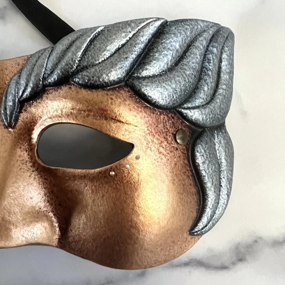 L'Atelier Pirate Vintage Masquerade Venetian Eye Mask, Gold/Silver